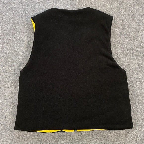 VINTAGE Chaps Ralph Lauren Reversible Vest Jacket Adult XL Black Yellow Fleece - Picture 11 of 11